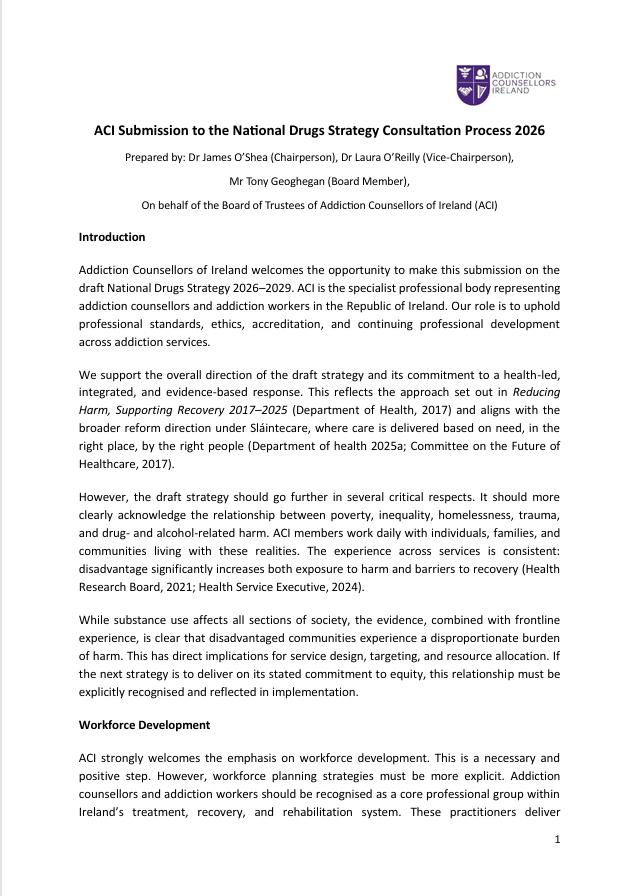 ACI Submission to the National Drugs Strategy Consultation Process 2026